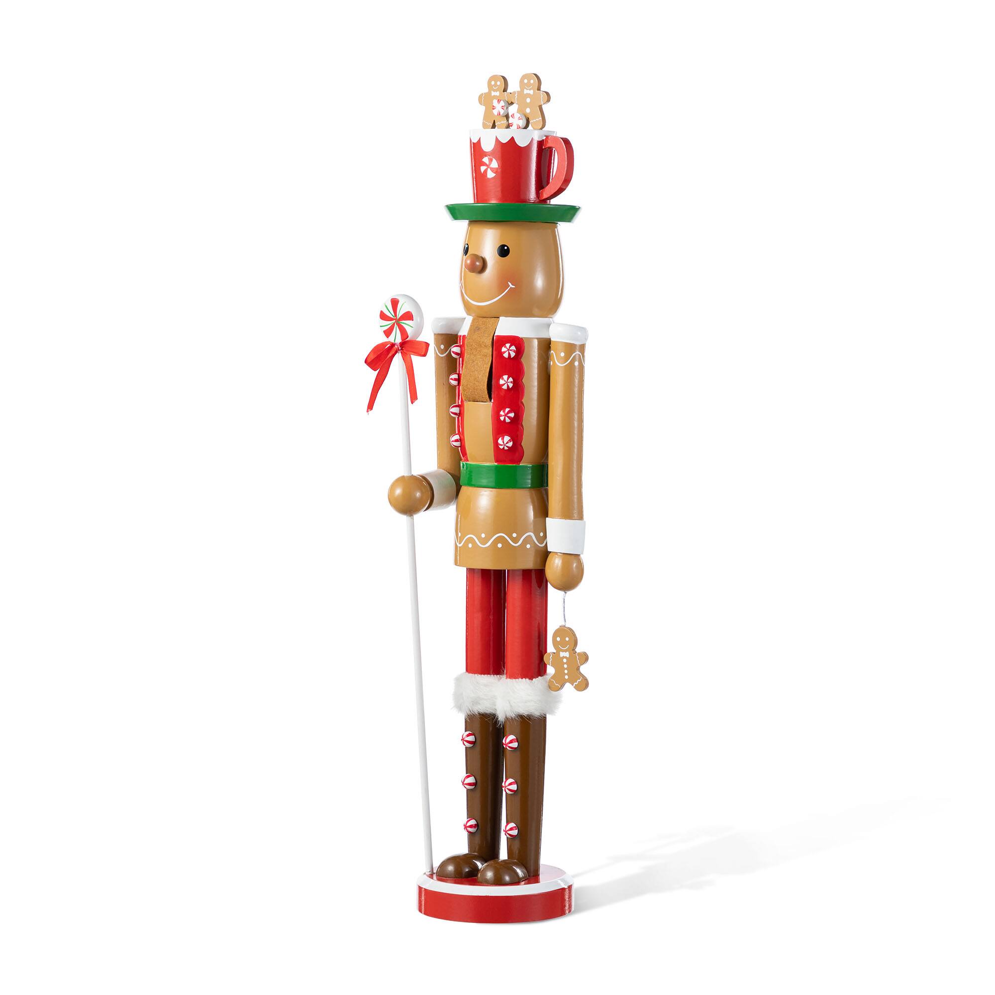 Glitzhome® 24"H Wooden Christmas Gingerbread Man Nutcracker
